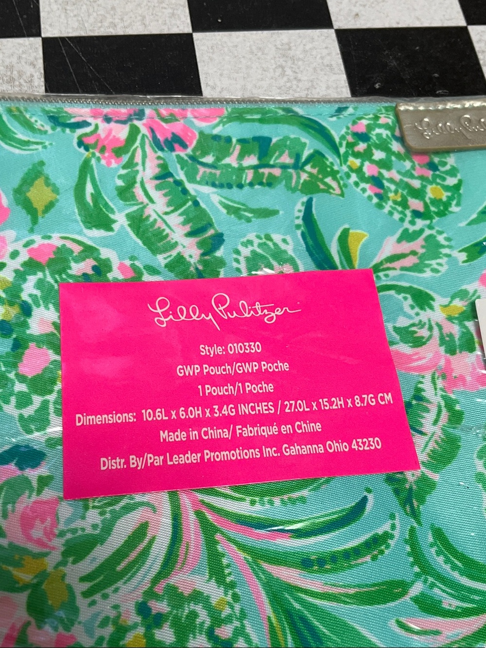 Lilly Pulitzer Turquoise & Pink Floral Zip Pouch - Picture 3 of 5